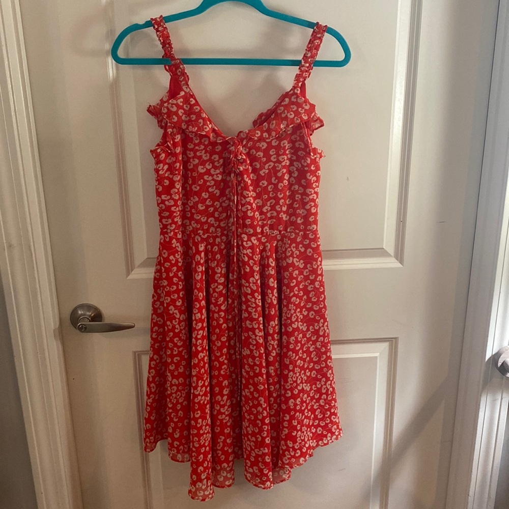 Like New Red Floral Fit and Flare Dress